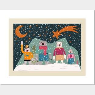 Merry Christmas Postcards - cute Christmas shirt -  cute bear family Posters and Art